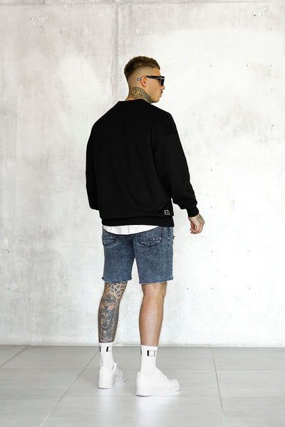 BLACK BUTTERFLY LOGO OVERSIZED SWEATER