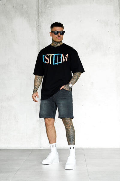 BLACK COLORED ARC OVERSIZED TEE