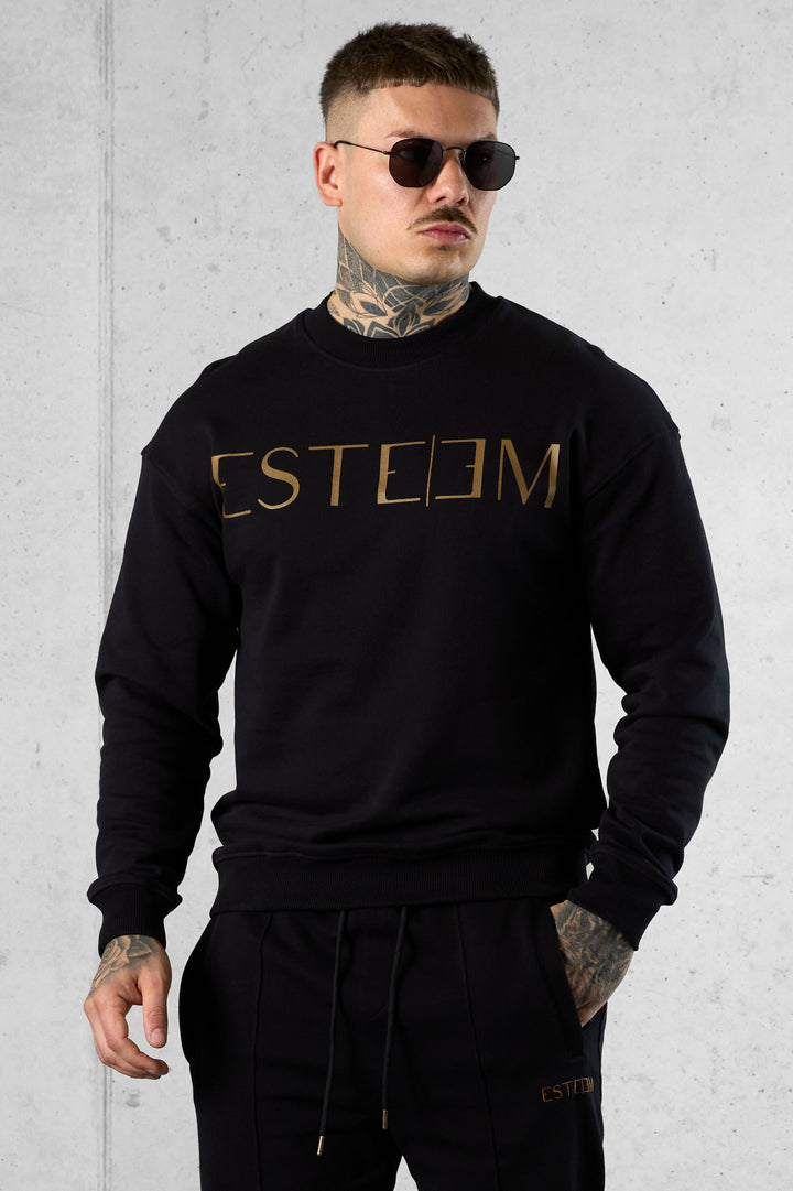 BLACK DARKGOLD LETTERING SWEATER