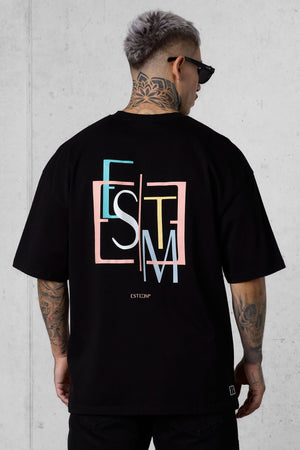 BLACK DECONSTRUCTED OVERSIZED TEE