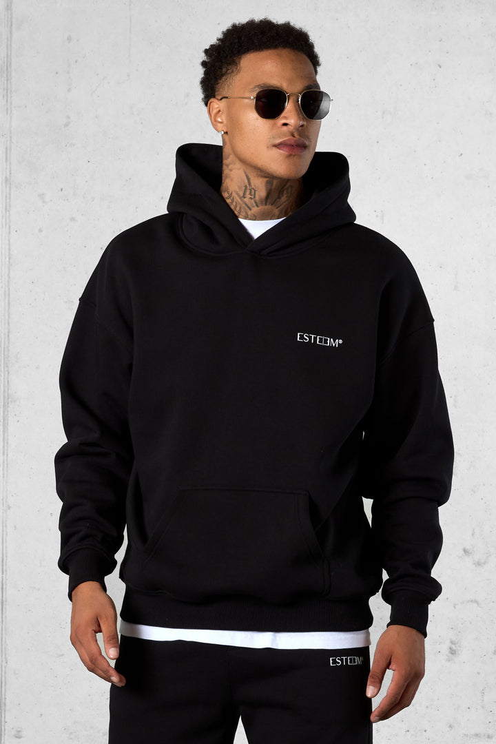 BLACK DISCREET OVERSIZED HOODIE