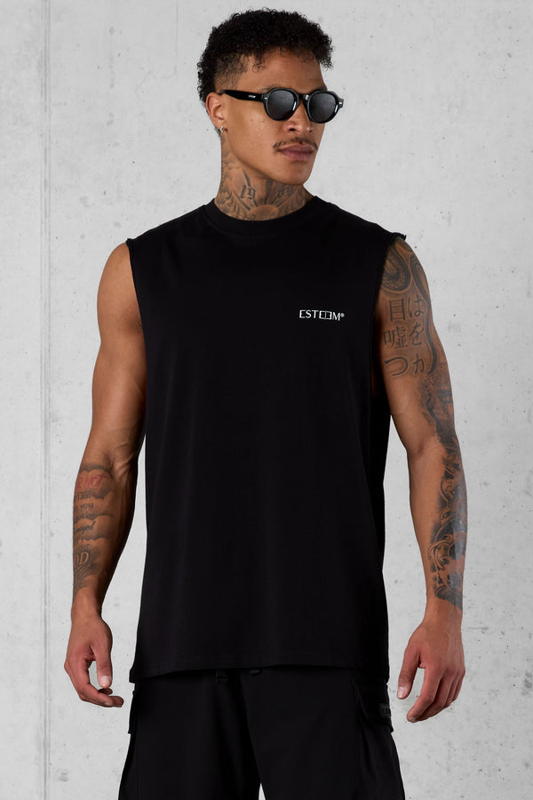 BLACK DISCREET OVERSIZED TANK TEE