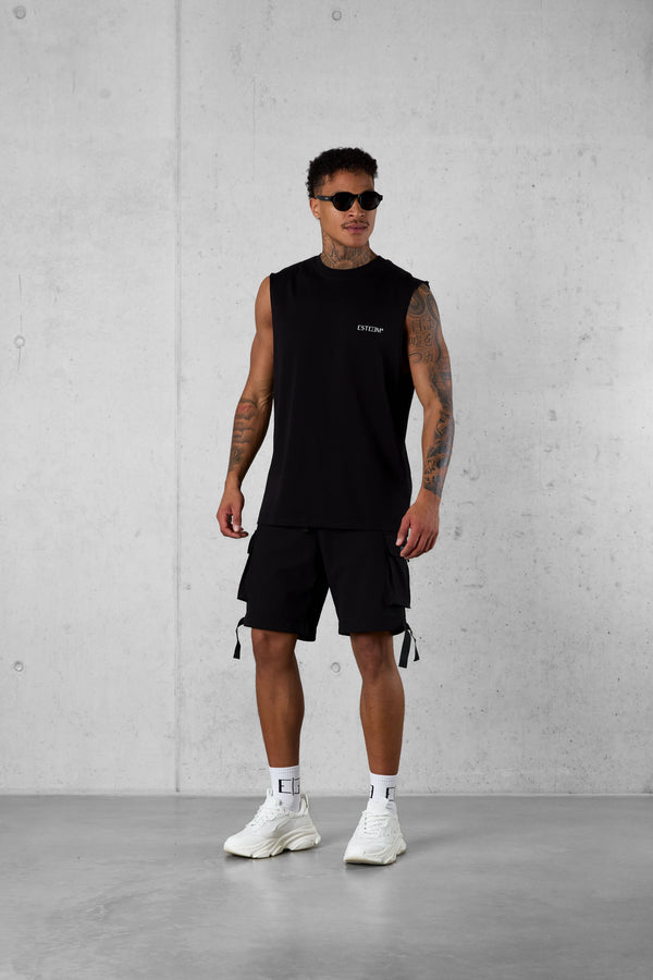 BLACK DISCREET OVERSIZED TANK TEE
