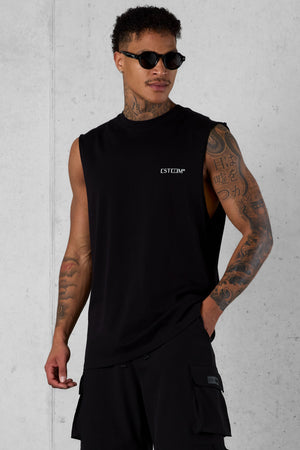 BLACK DISCREET OVERSIZED TANK TEE
