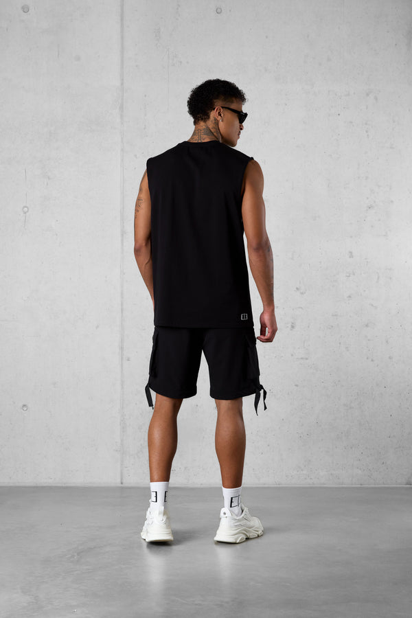BLACK DISCREET OVERSIZED TANK TEE
