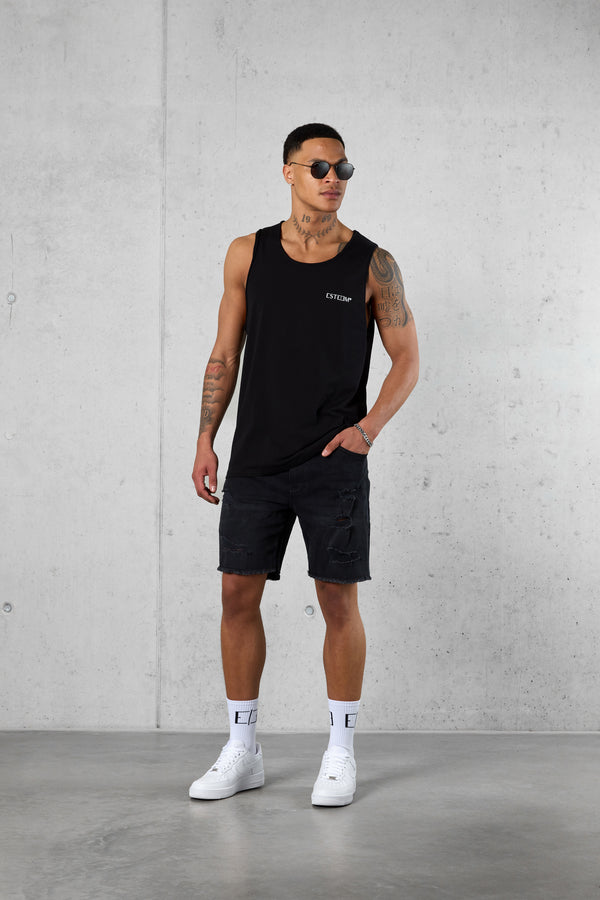 BLACK DISCREET TANK TEE
