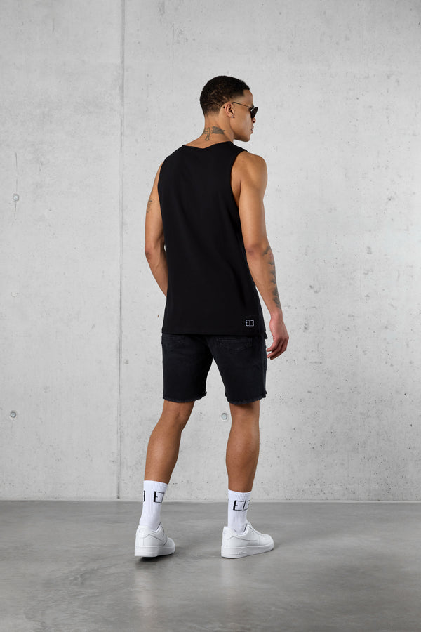 BLACK DISCREET TANK TEE