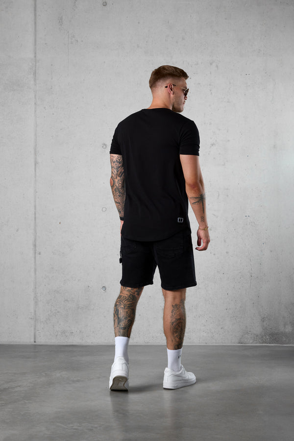 BLACK DOUBLE LETTERING TEE