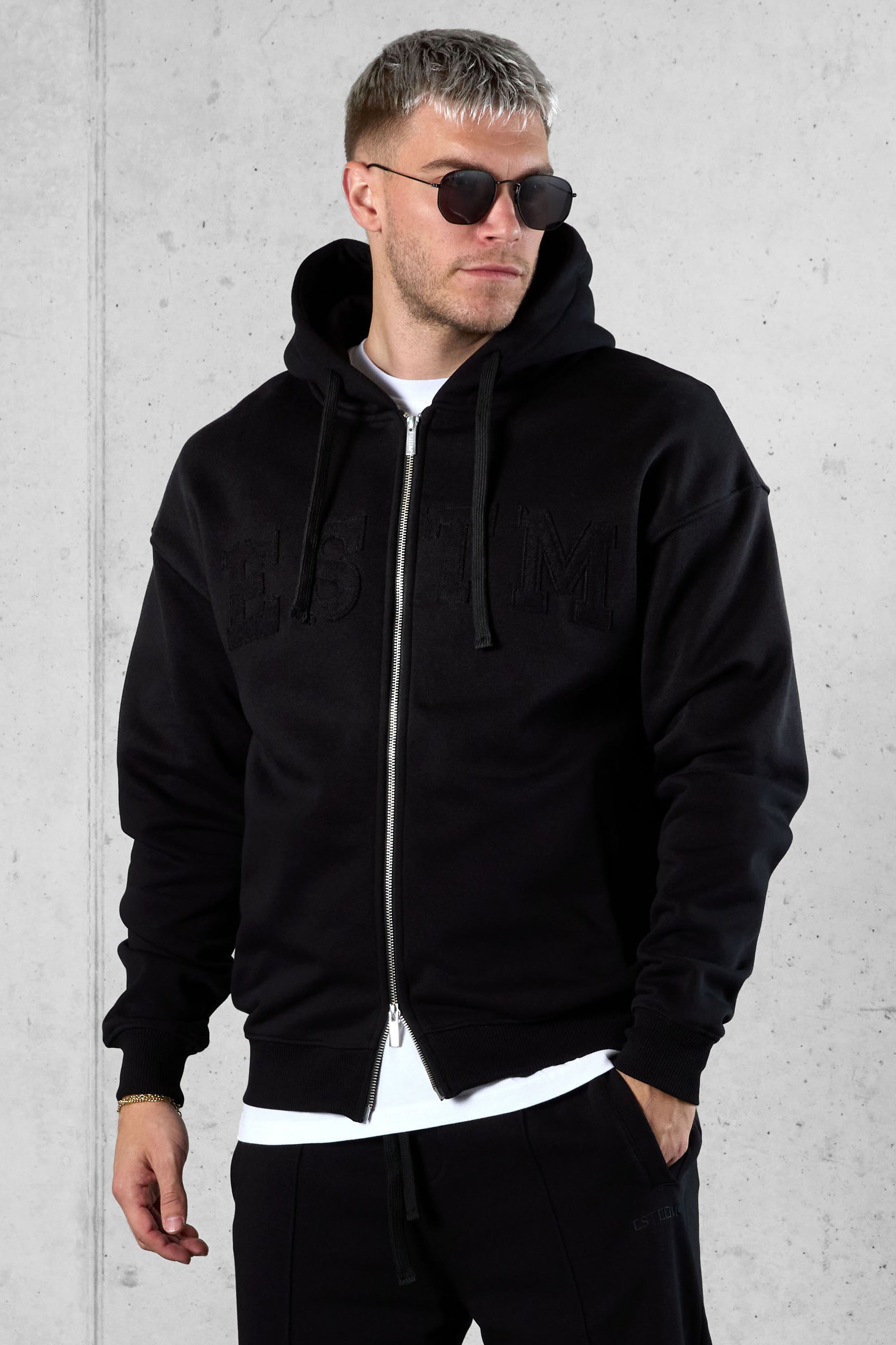 Black oversized zip hoodie online