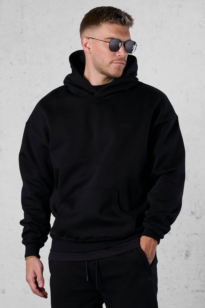 BLACK ESSENTIAL OVERSIZED HOODIE