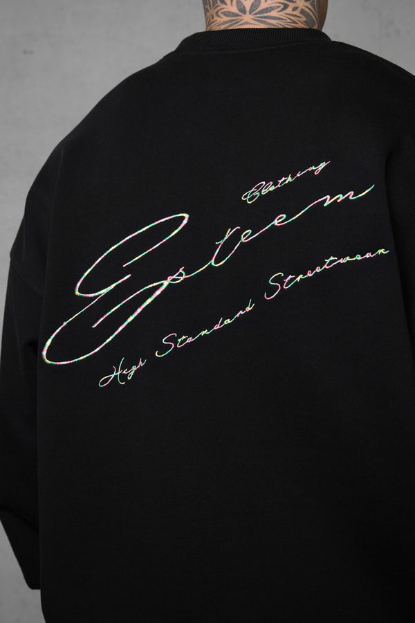 BLACK HIGH STANDARD SIGNATURE OVERSIZED SWEATER