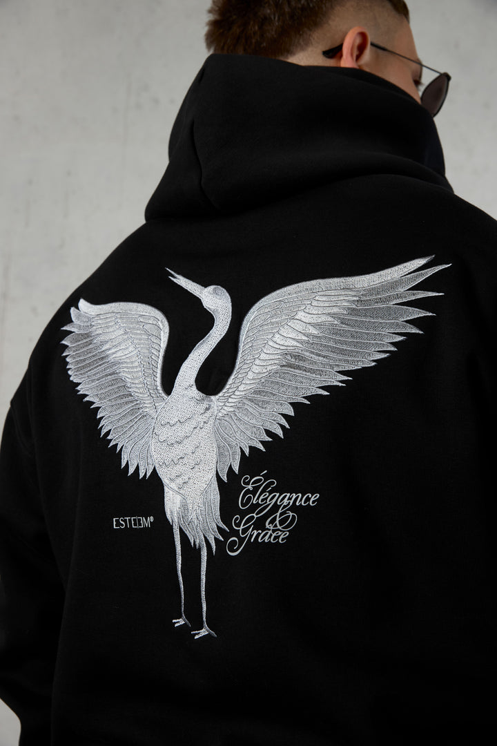 BLACK LA GRUE OVERSIZED HOODIE