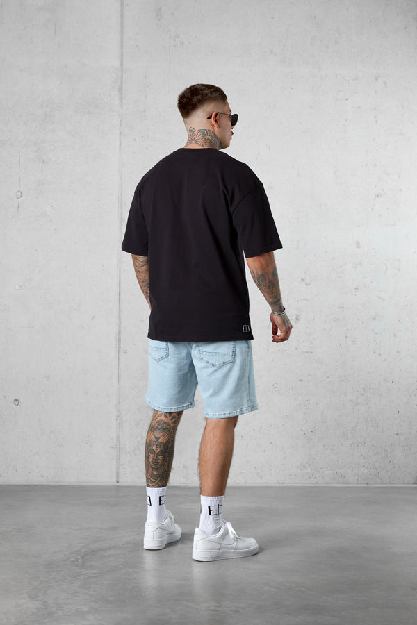 BLACK LIGHTBLUE CURVE OVERSIZED TEE