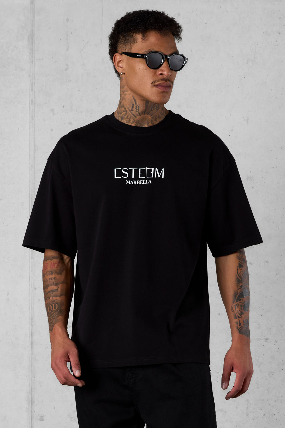 BLACK MARBELLA LOGO OVERSIZED TEE