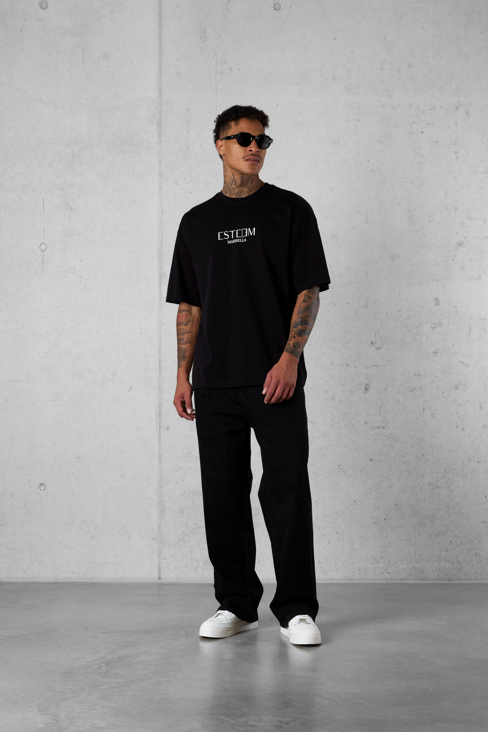 BLACK MARBELLA LOGO OVERSIZED TEE