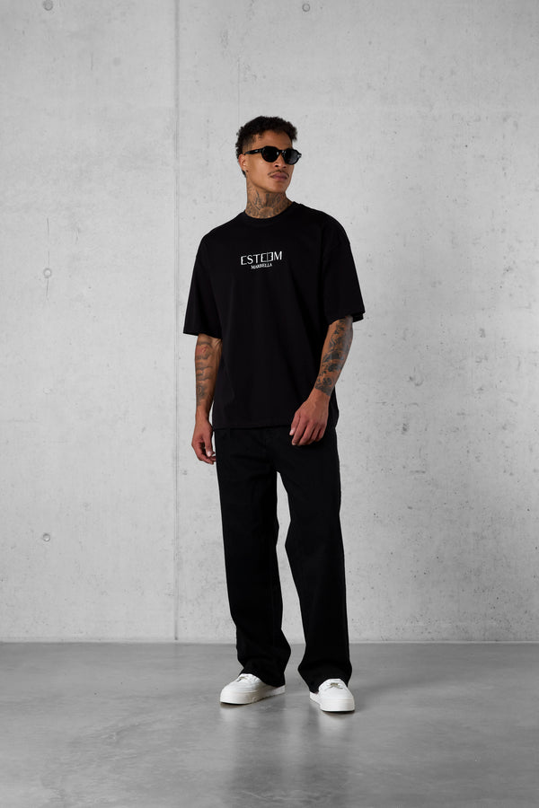 BLACK MARBELLA LOGO OVERSIZED TEE