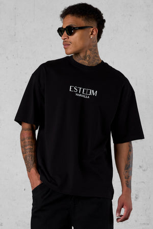 BLACK MARBELLA LOGO OVERSIZED TEE