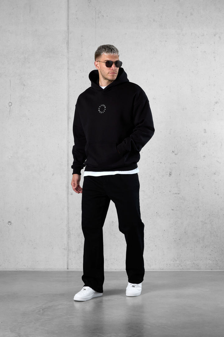 BLACK MIXED CIRCLES OVERSIZED HOODIE