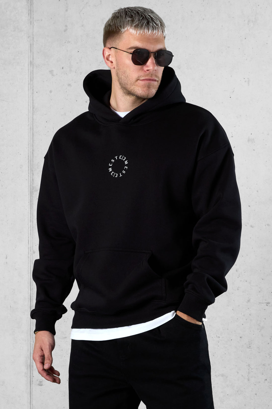 BLACK MIXED CIRCLES OVERSIZED HOODIE