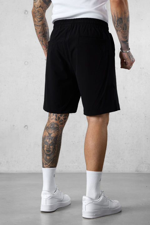 BLACK NYLON BASIC SHORTS