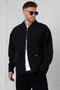 BLACK NYLON OVERSIZED JACKET