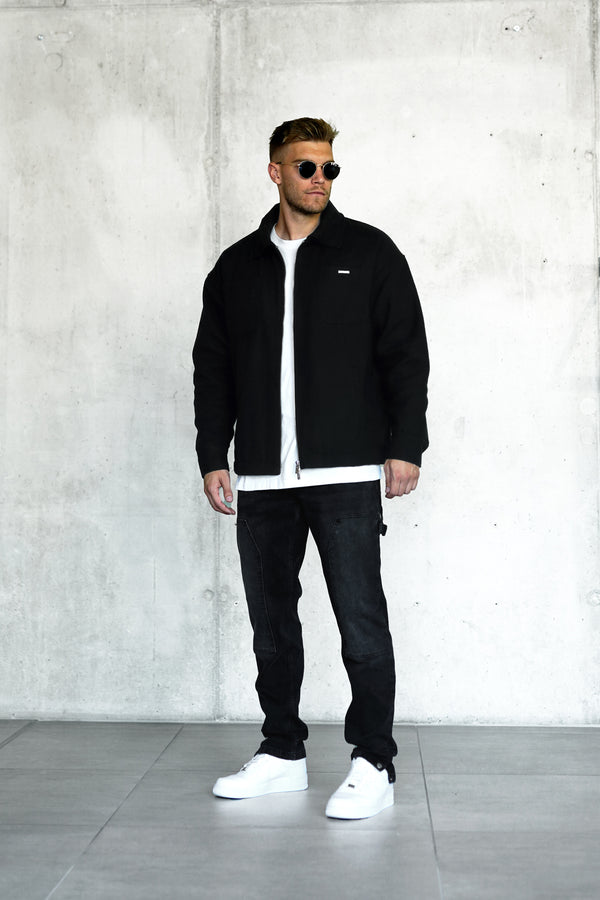 BLACK OVERSIZED FLANNEL JACKET