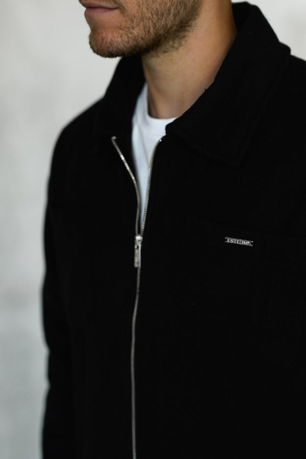 BLACK OVERSIZED FLANNEL JACKET