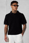 BLACK OVERSIZED KNIT POLOSHIRT