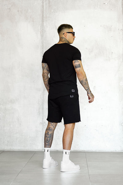 BLACK SINGLE PALM LOGO TEE