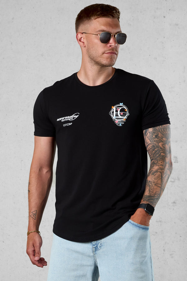 BLACK SPIRAL BUTTERFLY LOGO TEE