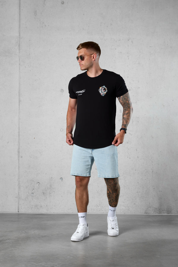 BLACK SPIRAL BUTTERFLY LOGO TEE