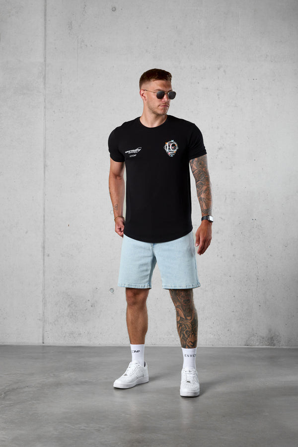 BLACK SPIRAL BUTTERFLY LOGO TEE