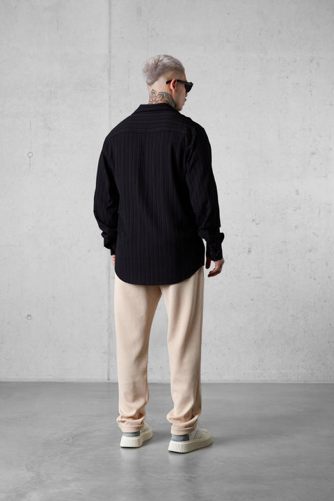 BLACK STRIPED SLEEVE SHIRT