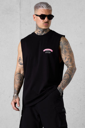 BLACK SUMMER ROMANCE OVERSIZED TANK TEE