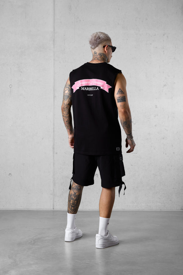 BLACK SUMMER ROMANCE OVERSIZED TANK TEE