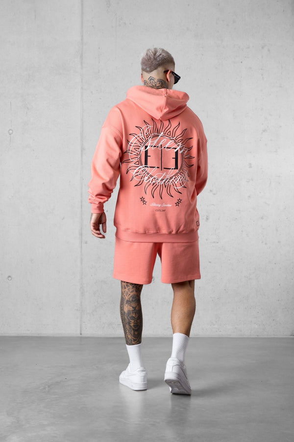 BURNTCORAL BLAZING SUNSHINE OVERSIZED SWEATHOODIE