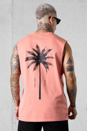 BURNTCORAL PALM OVERSIZED TANK TEE
