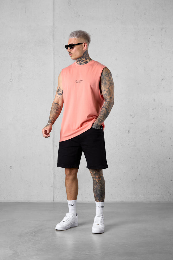 BURNTCORAL PALM OVERSIZED TANK TEE