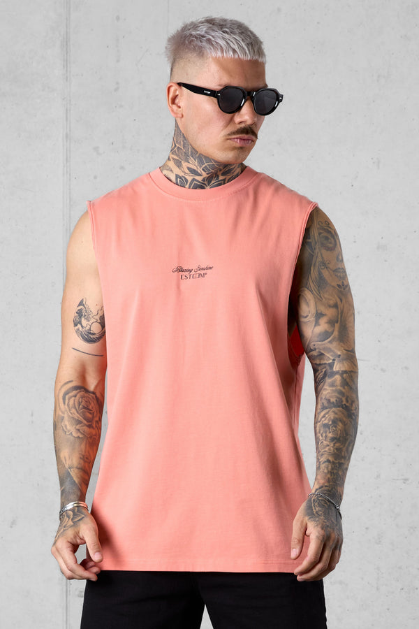 BURNTCORAL PALM OVERSIZED TANK TEE