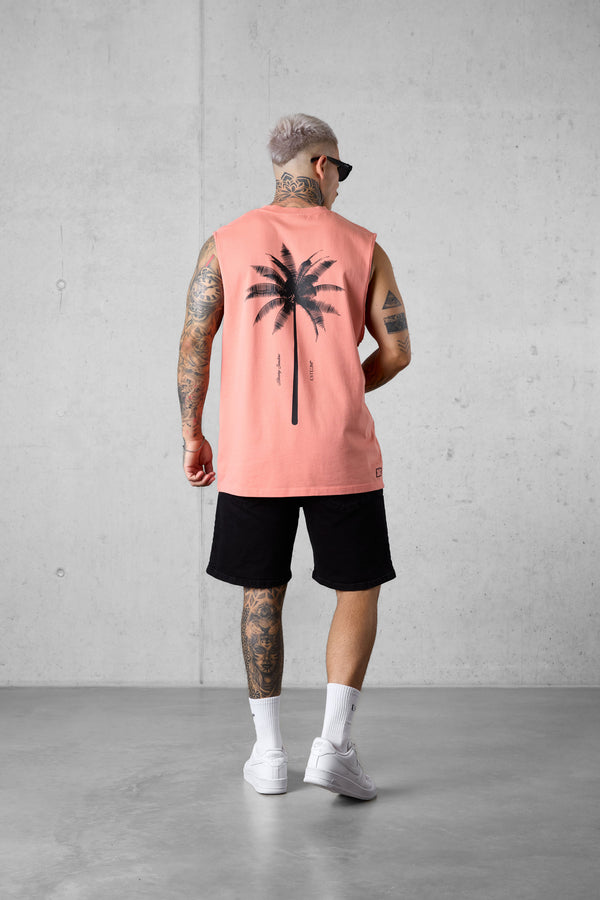 BURNTCORAL PALM OVERSIZED TANK TEE