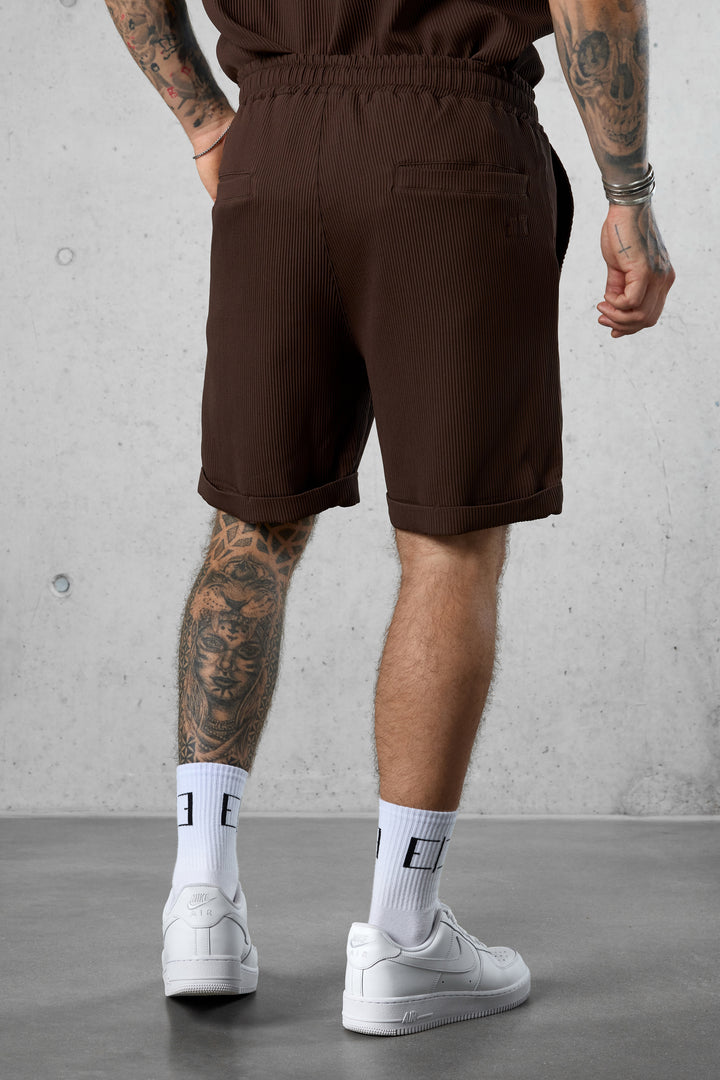 COFFEE PLEATED SHORTS