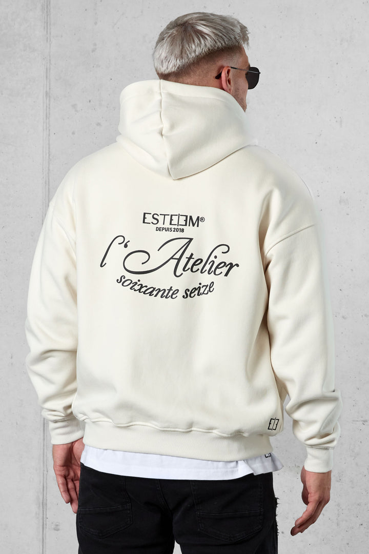 CREAM L'ATELIER 76 OVERSIZED ZIP HOODIE