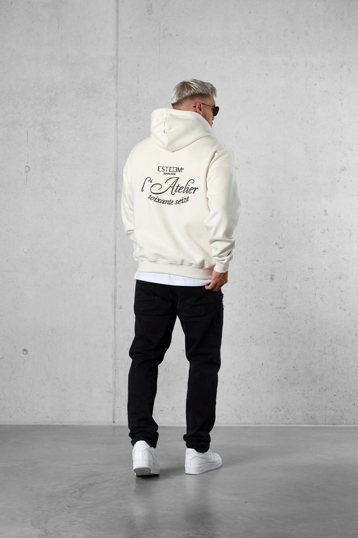 CREAM L'ATELIER 76 OVERSIZED ZIP HOODIE