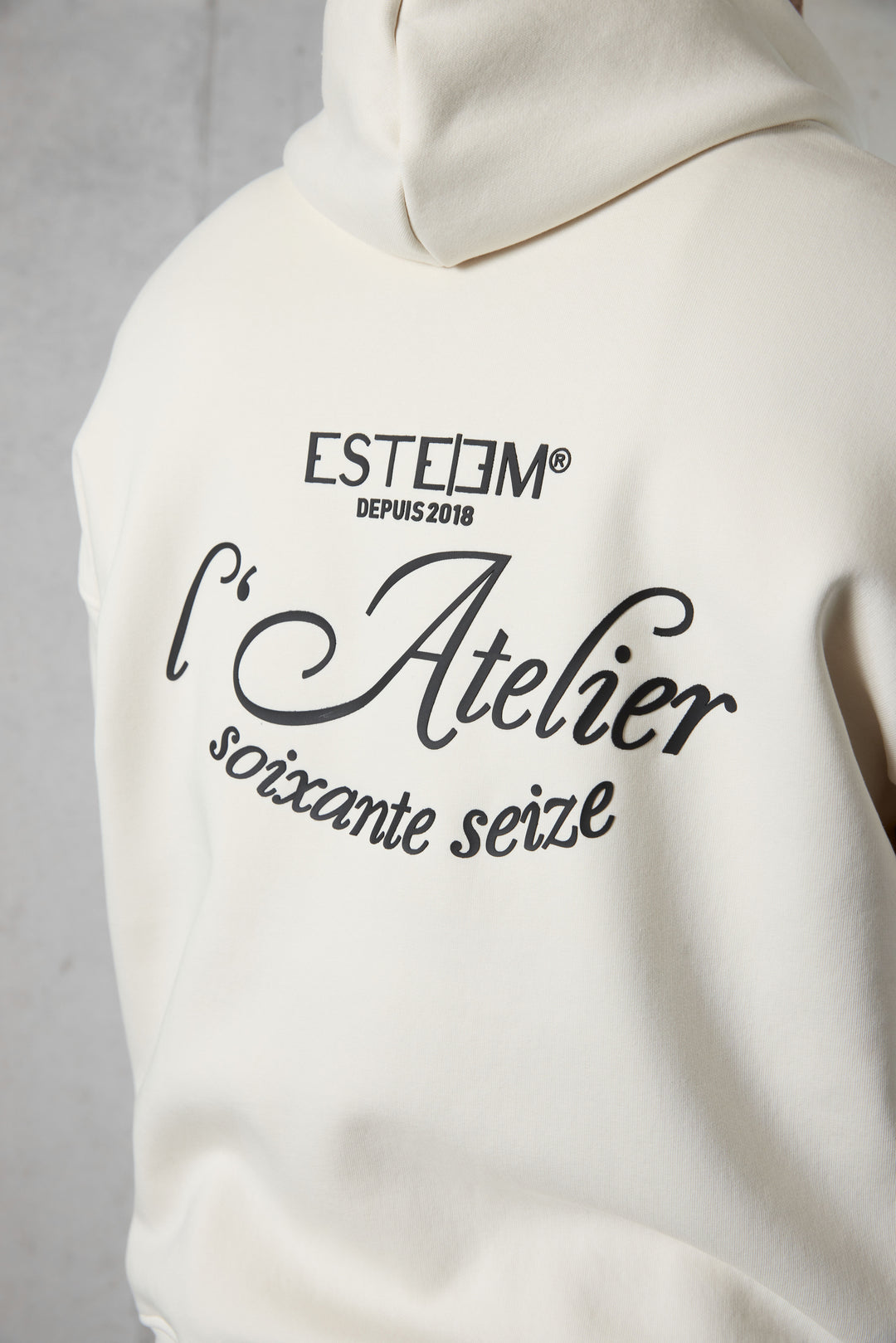 CREAM L'ATELIER 76 OVERSIZED ZIP HOODIE