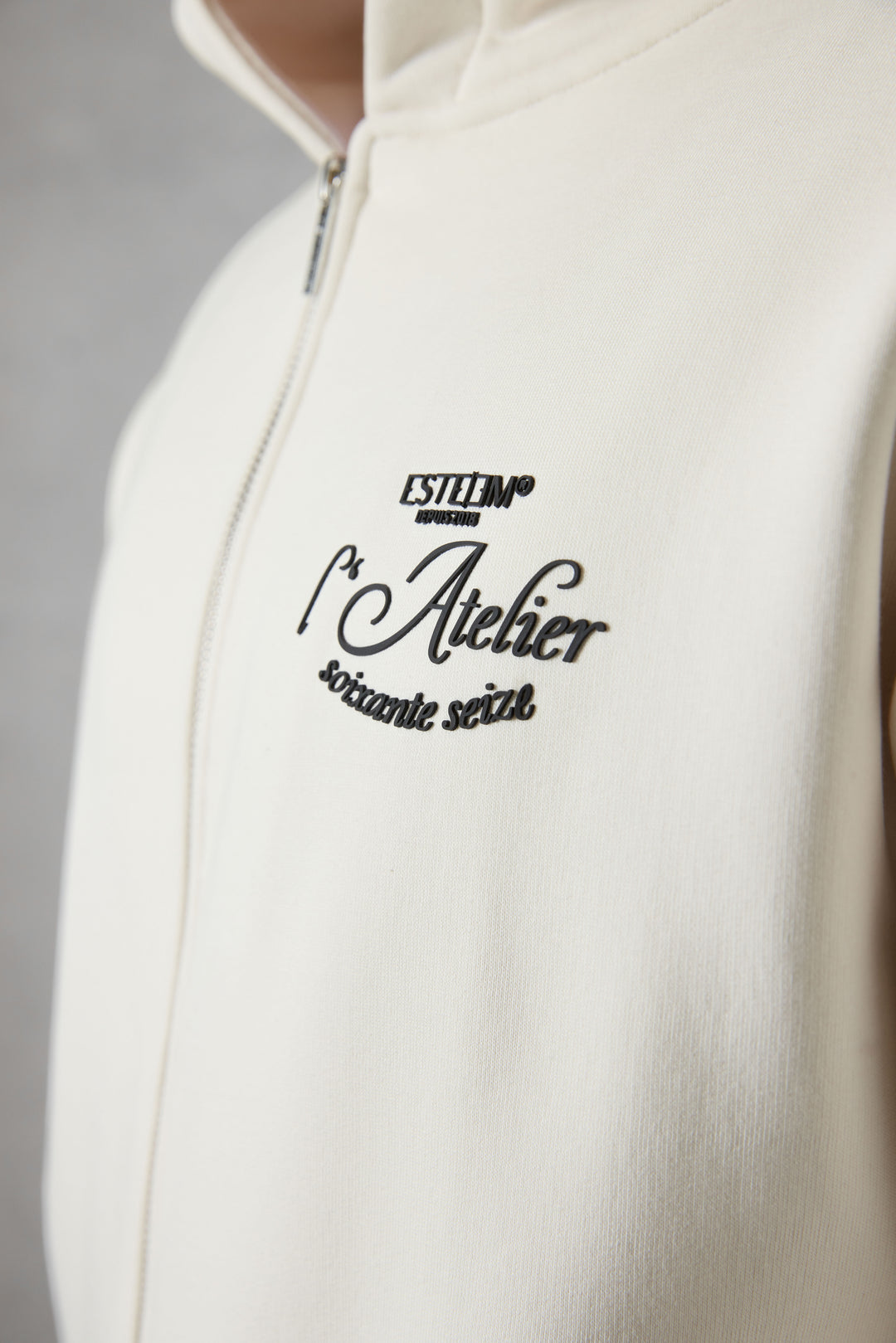 CREAM L'ATELIER 76 OVERSIZED ZIP HOODIE