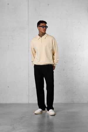 CREMEBRULEE ESSENTIAL OVERSIZED HALFZIP SWEATER