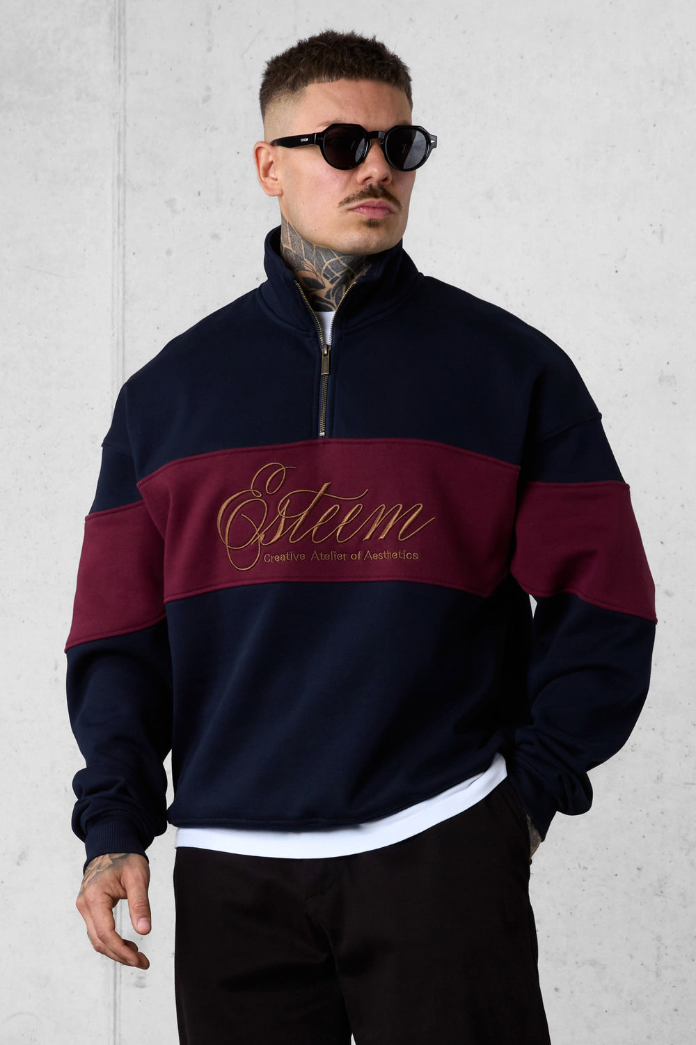 DARKSAPPHIRE SIGNATURE AESTHETICS OVERSIZED HALFZIP SWEATER