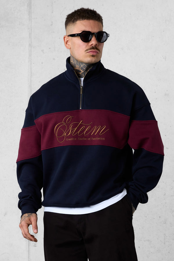 DARKSAPPHIRE SIGNATURE AESTHETICS OVERSIZED HALFZIP SWEATER