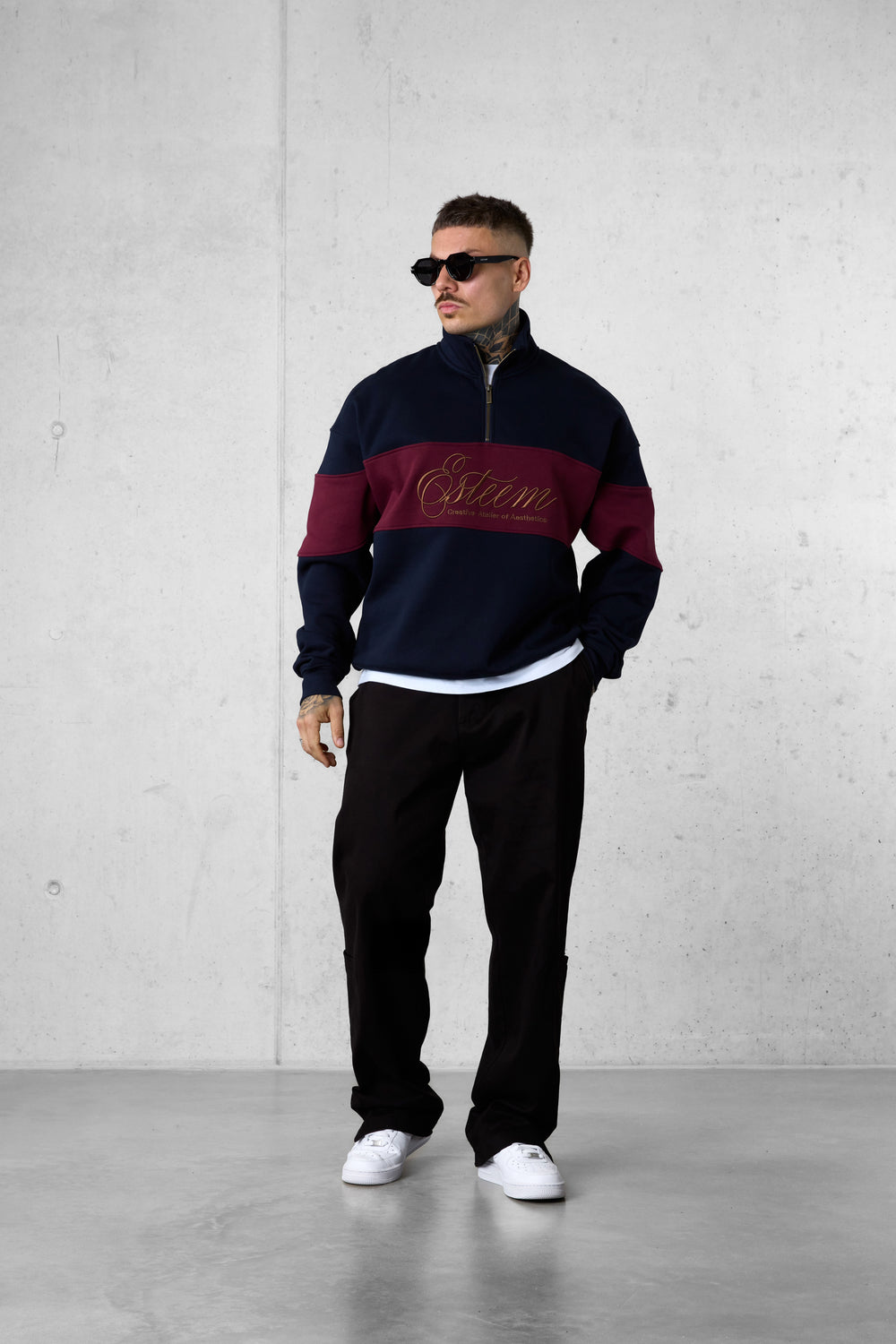 DARKSAPPHIRE SIGNATURE AESTHETICS OVERSIZED HALFZIP SWEATER