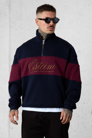 DARKSAPPHIRE SIGNATURE AESTHETICS OVERSIZED HALFZIP SWEATER
